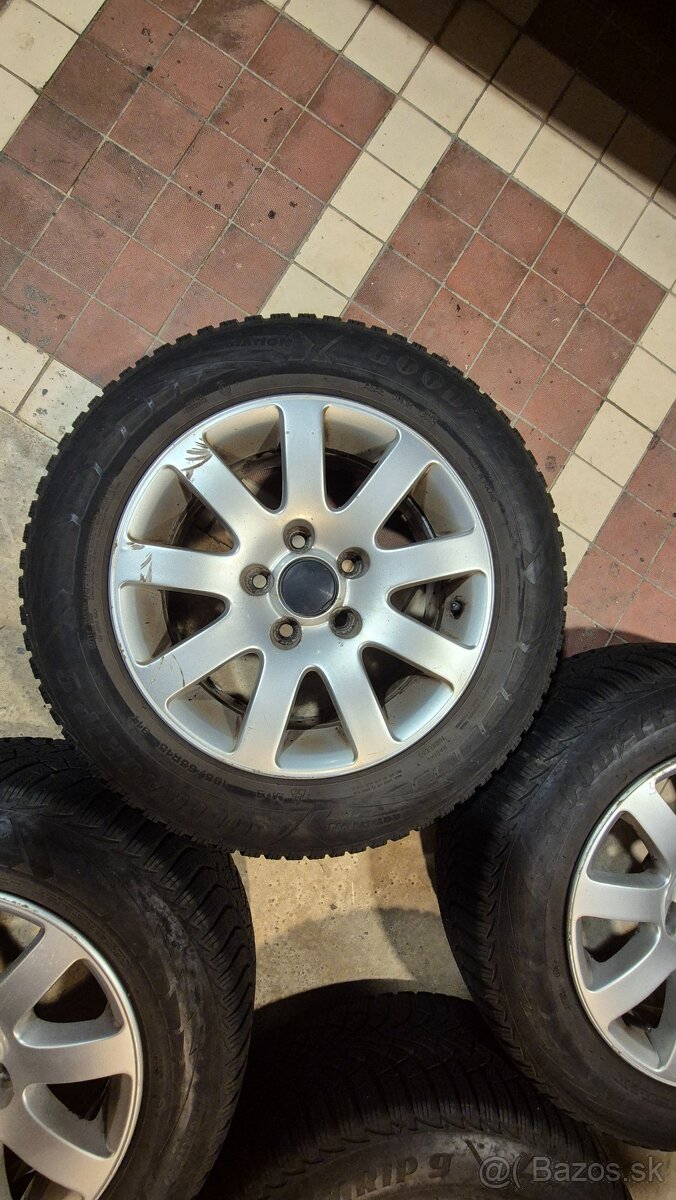 Predam VW elektrony 15" 5x112 so zimnými gumami goodyear - 3