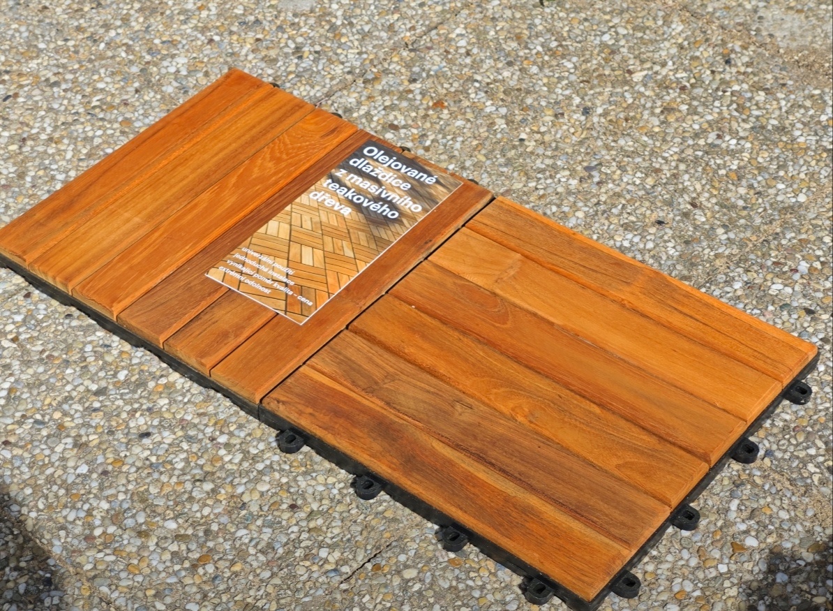 Teakové terasové zahradní dlaždice 30x30x2,5 cm olejované - 3