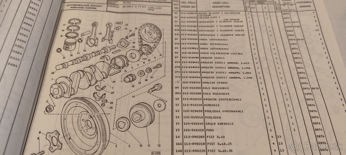 Škoda 105 , 120 , 130 Rapid - seznam náhradních dílů - 3