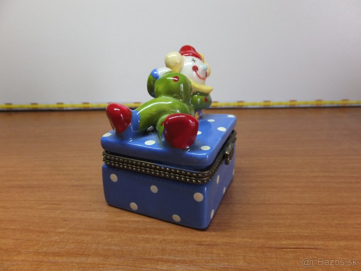 Starožitná pěkná porcelánová šperkovnice-klaun. - 3