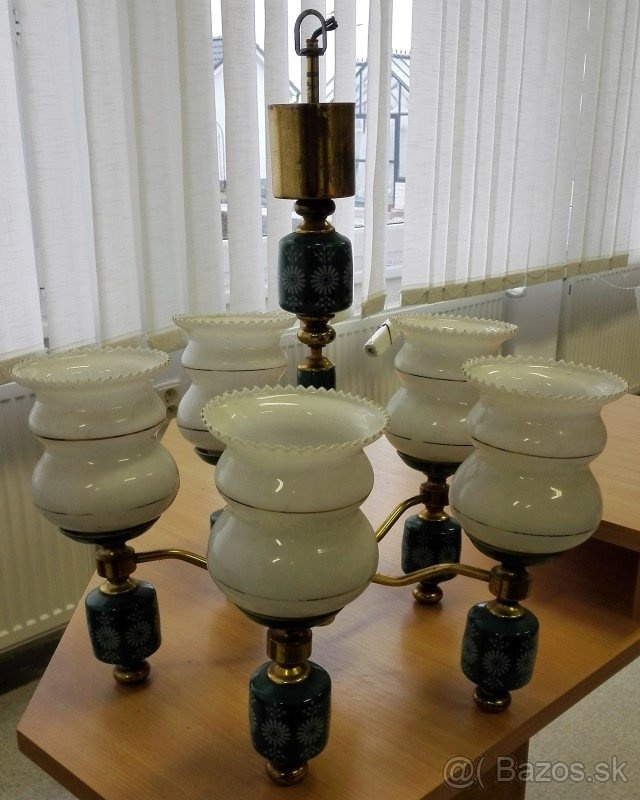 Funkčný 5-ramenný starožitný porcelánový luster - 3