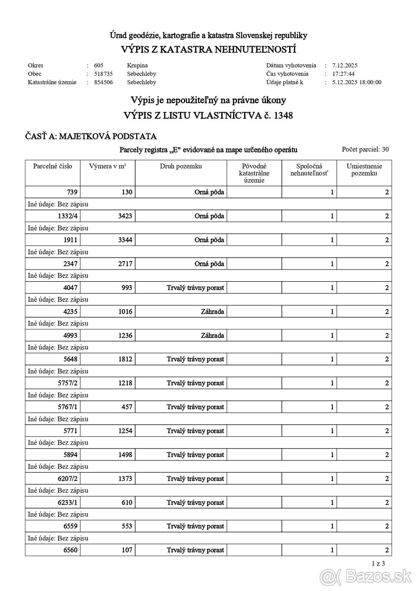 Predám podiely na nehnuteľnostiach v k.ú. Sebechleby - 3