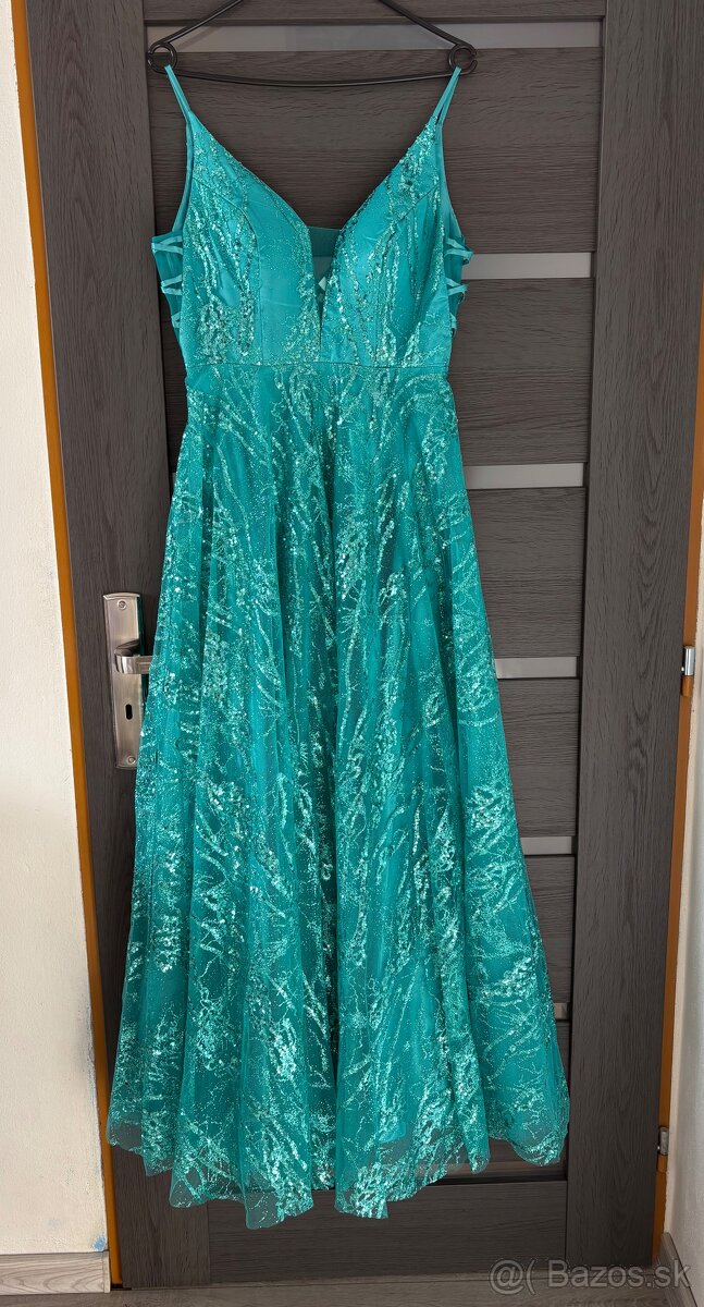 Zelené trblietavé šaty 38/M - 3