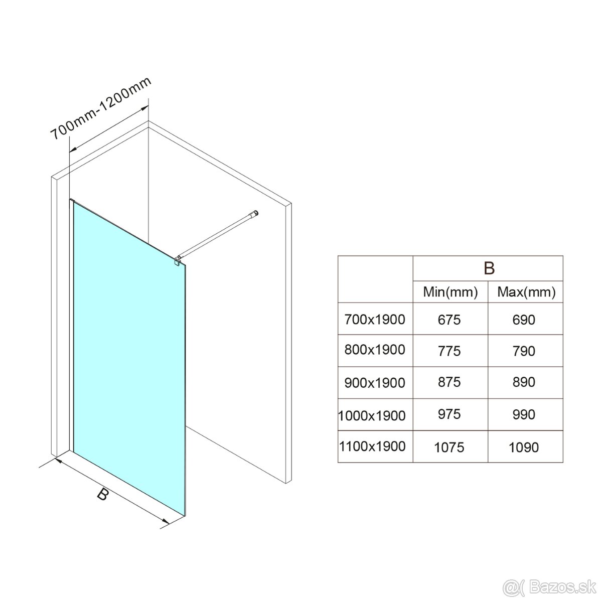 WALK-IN 800/1900mm/0,6 (š/v/h) - 3