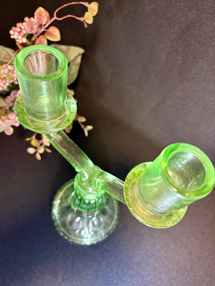 Secesny svietnik uránové sklo - 3