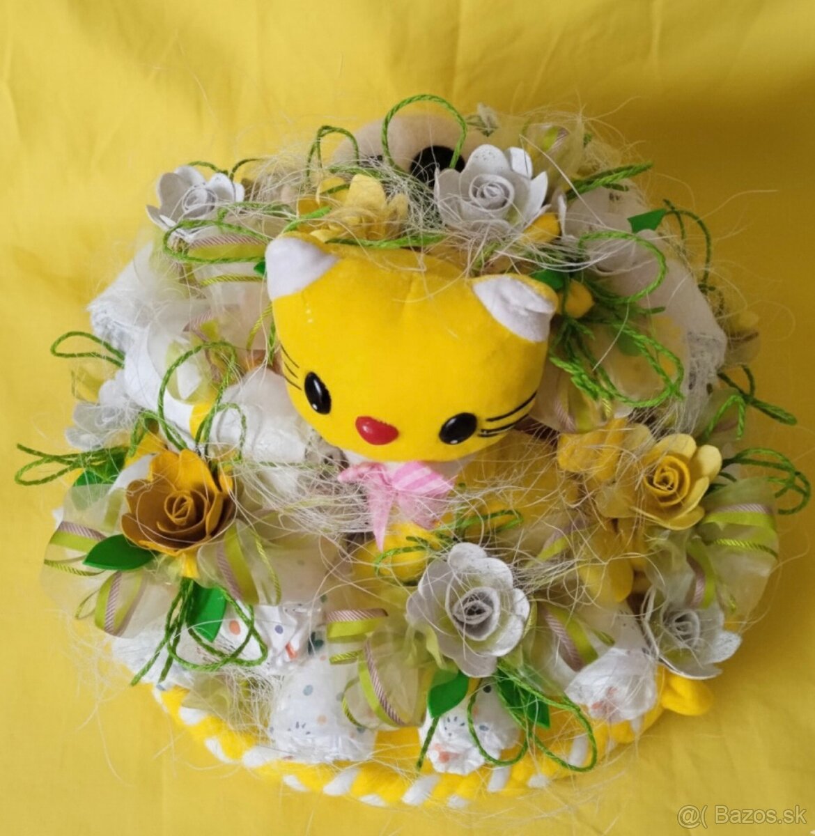 Ručne robená plienková torta s mačičkou - 3