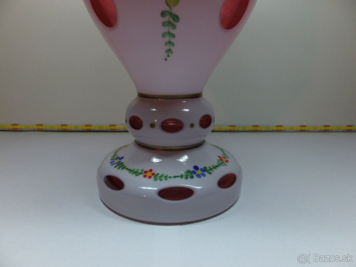 Přejímané sklo, krásný starožitný pohár-váza. - 3