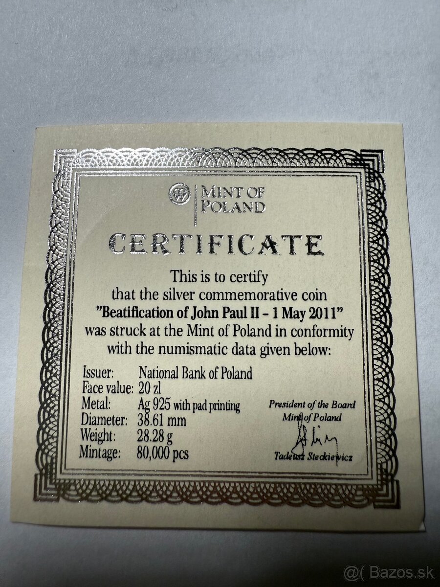 Strieborné medaile Ján Pavol ll - 3