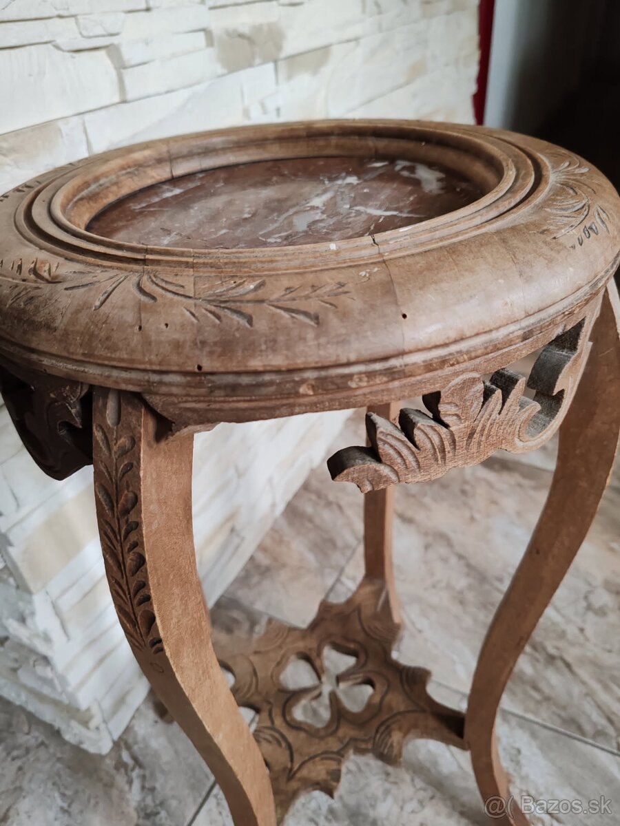 Stolík orechové drevo, mramor - 3