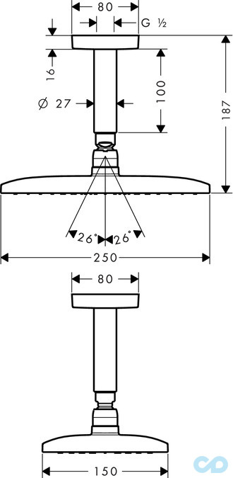 Predám hornú sprchu Hansgrohe E 240 AIR 1jet EcoSmart - 3