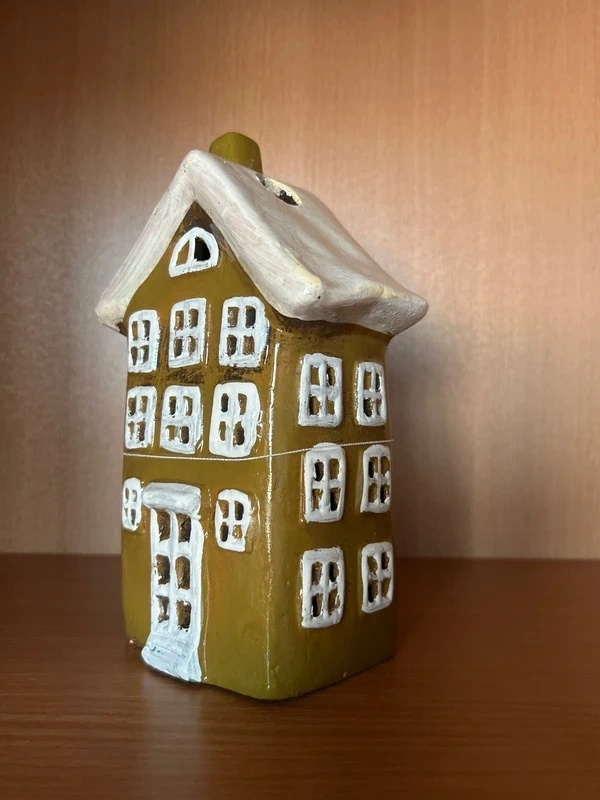 Keramický domček kaki-biely - 3