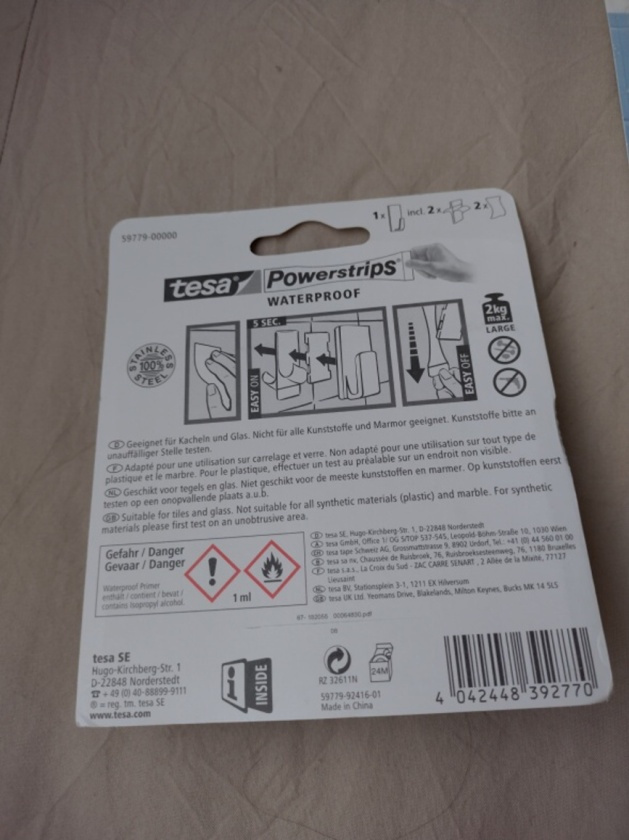 2x vodeodolny samolepiaci hacik na zavesenie bez vrtania - 3