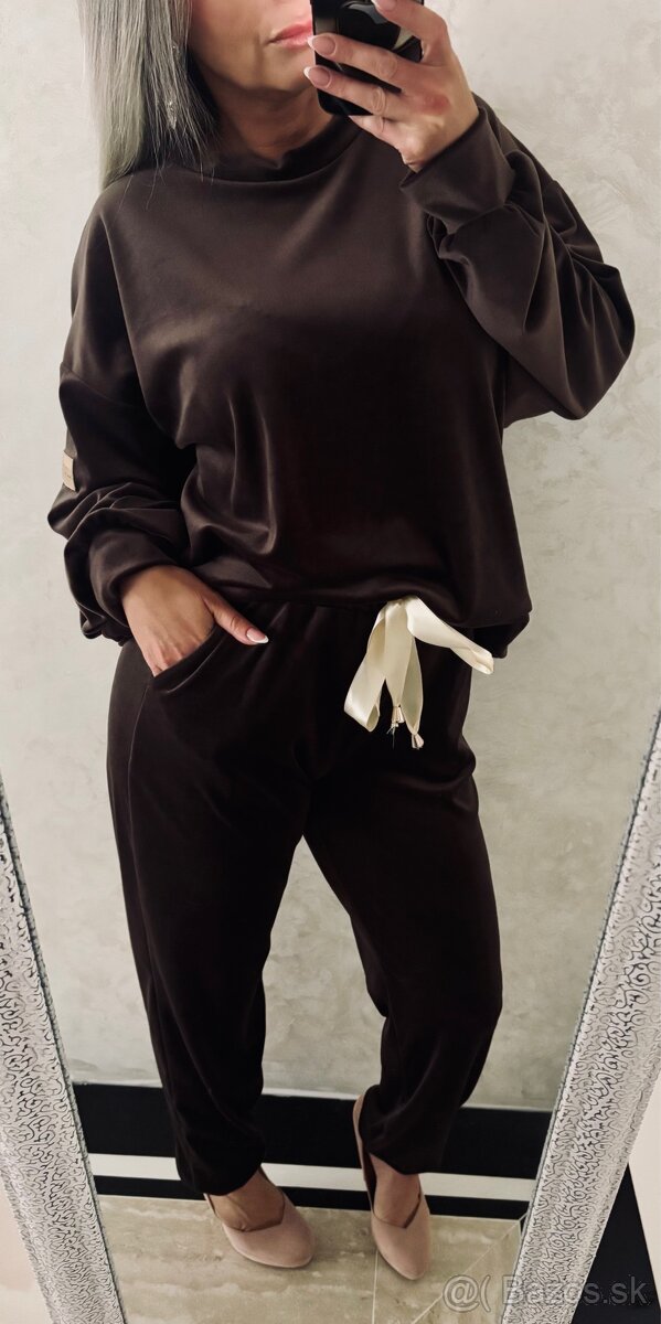 Damska talianska velurova suprava choco - 3