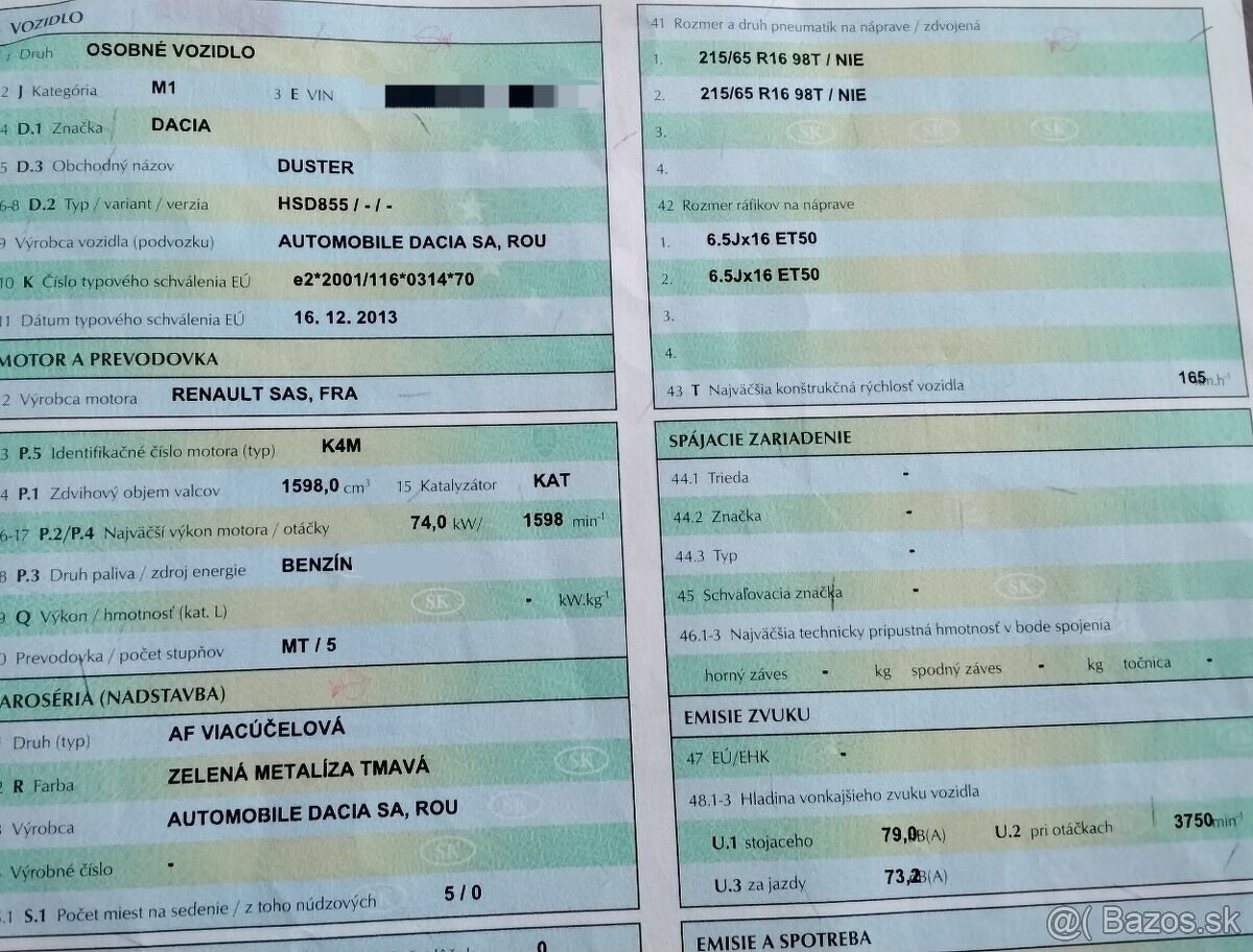 DACIA DUSTER 1.6 2013 predám MOTOR K4MZ835, PREVODOVKA, MOTO - 3