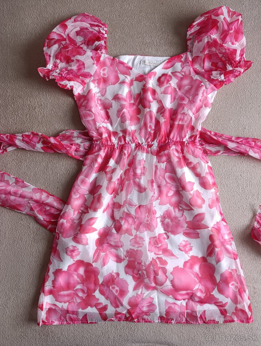 Spoločenské šaty -ružovobiele - 3