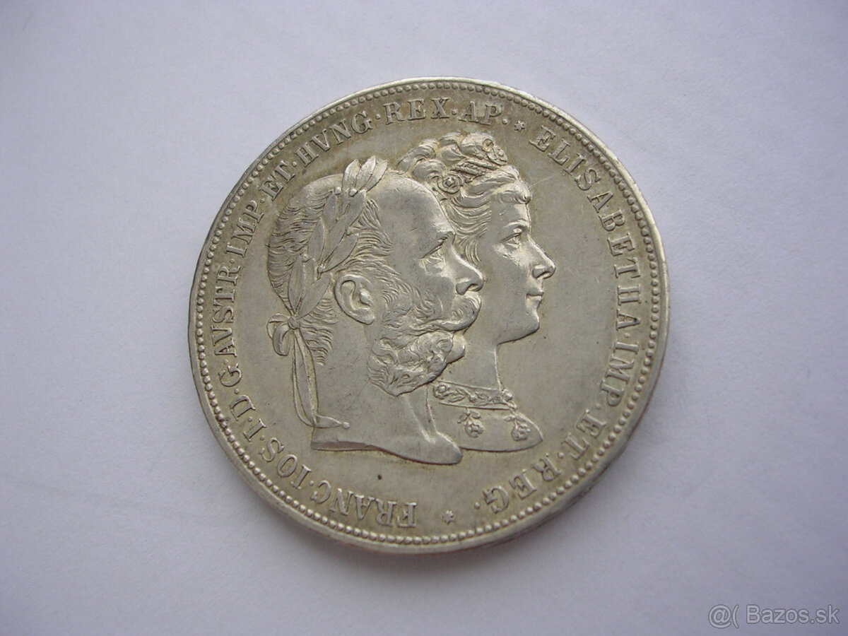 2 zlatník 1879 svadobný FJI. Elisabeth Sissi - 3