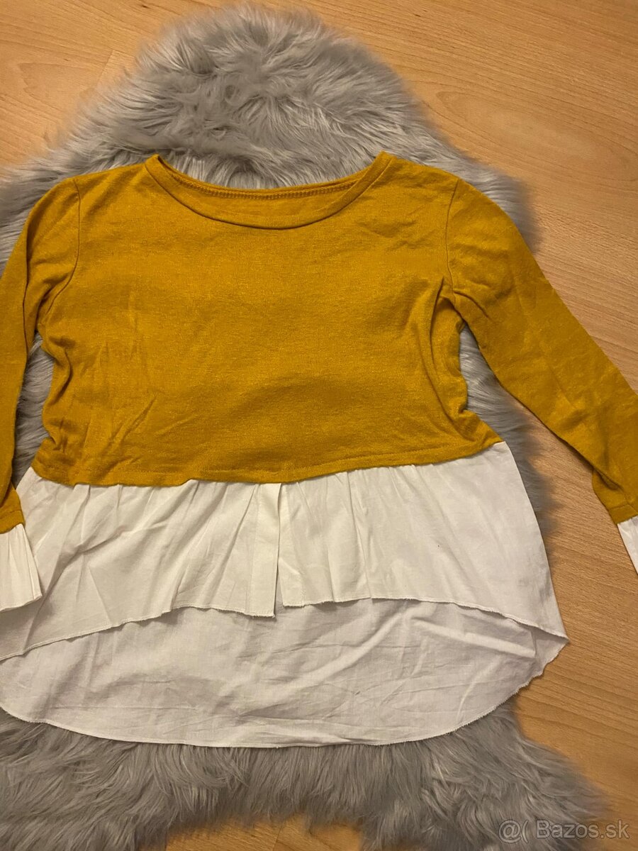 Horčicovo-biely sveter - 3