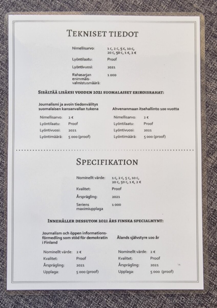 FÍNSKO - PROOF sada z roku 2021 - 3