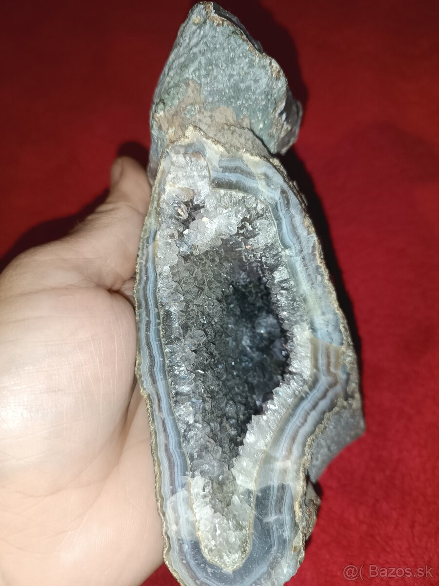 CAchátová geóda s chalcedonom a ametystom v dutine- Brazília - 3