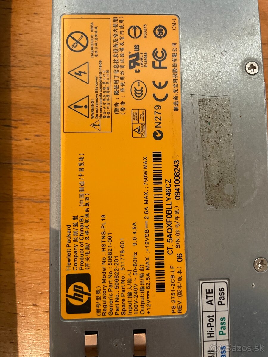 HP serverový zdroj 750W s breakout doskou – ideálny - 3