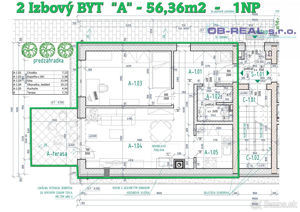 A_Predaj 2izb bytu 56m2 na prízemí tehl. bytovky GA-HODY - 3