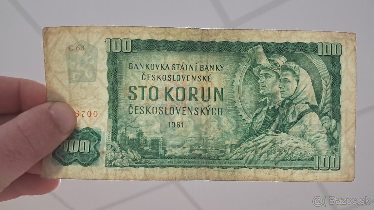 100 Kčs 1961 I. vydanie séria C 63 - 3