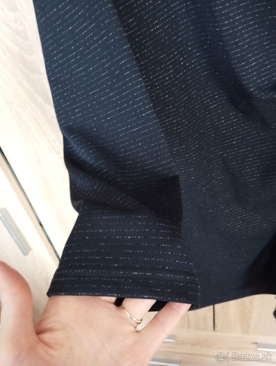 Tmavomodré spoločenské šaty vianočné trblietavé M - 3