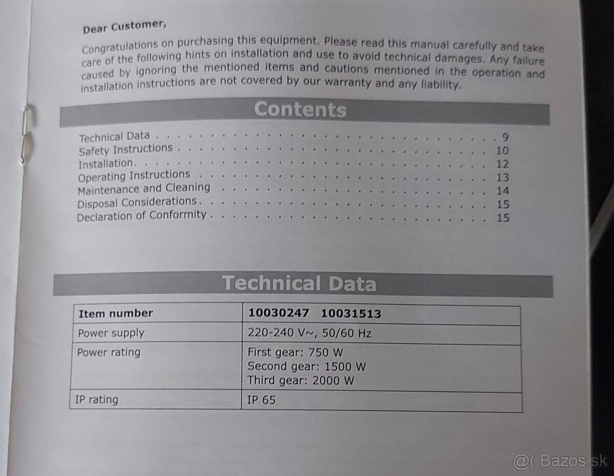 Elektrický ohrievač 2000W - 3