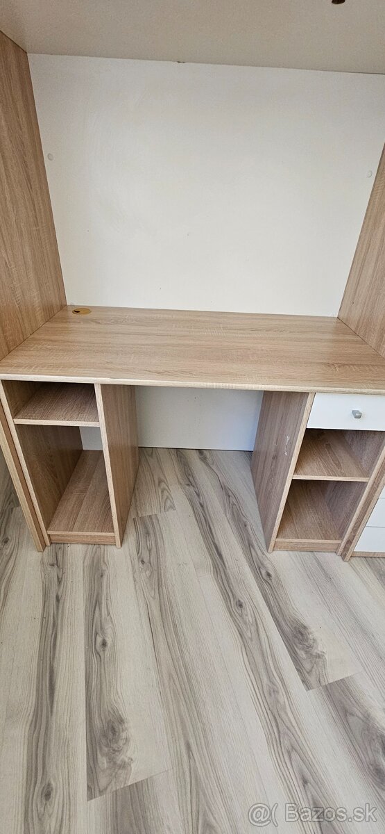 Detská poschodová posteľ so stolíkom dub sonoma/biela - 3