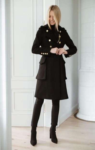 MLE Collection čierny vlnený kabát XS - 3