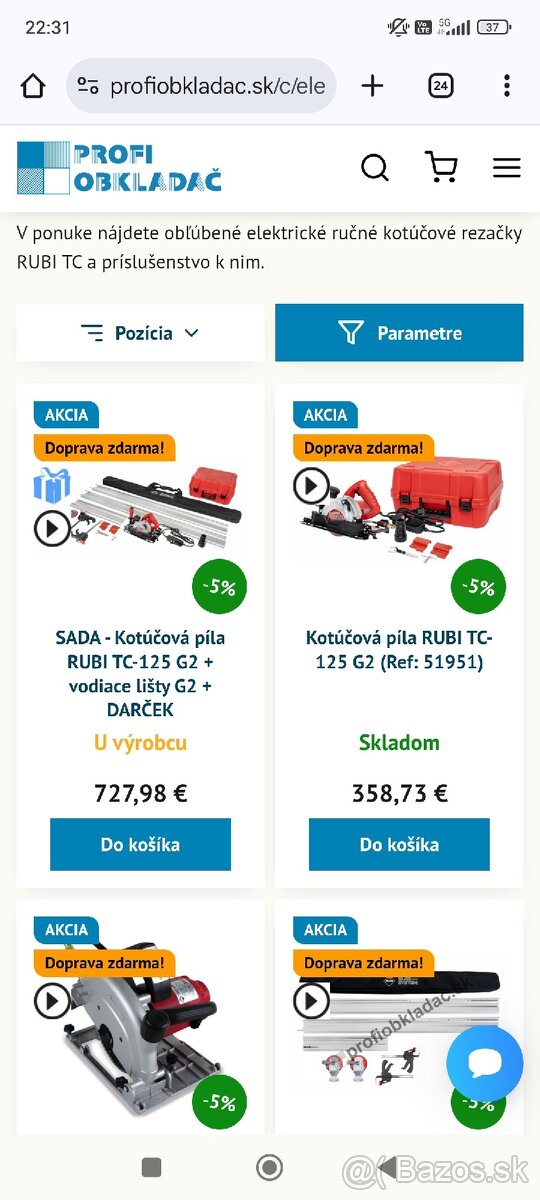 Kotúčová píla RUBI TC-125 G2 + vodiace lišty G2( sada) - 3