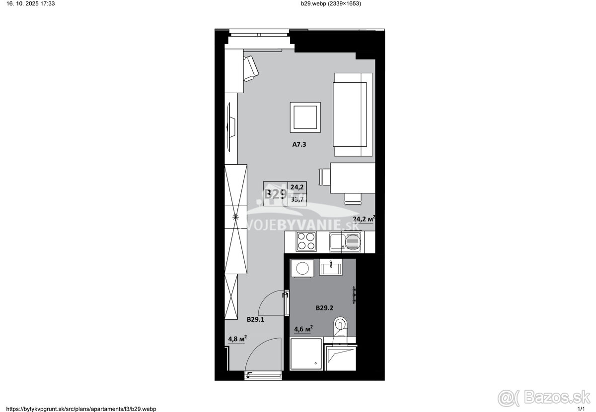 1 izbový apartmán KVP Grunt č. 29 - 3