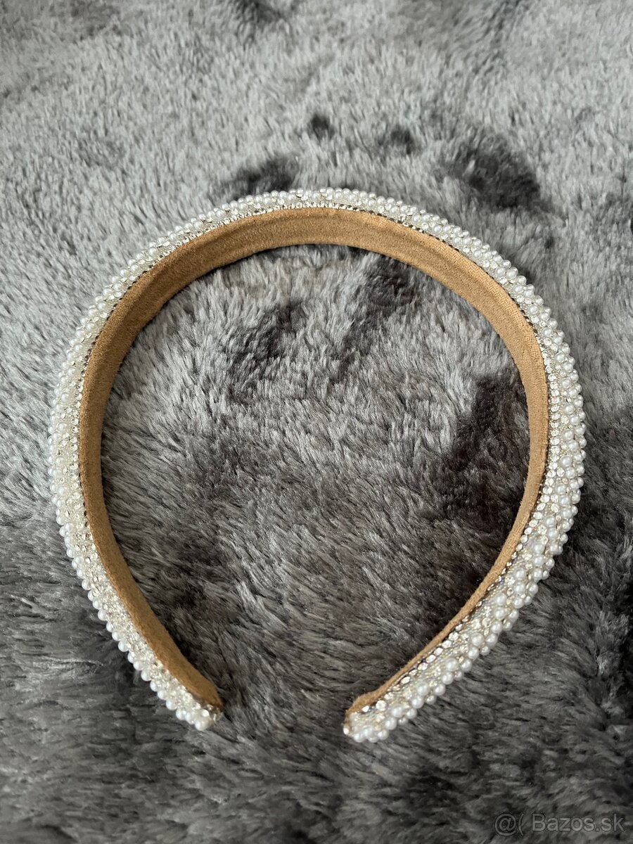 Štrasová a perličková čelenka - 3