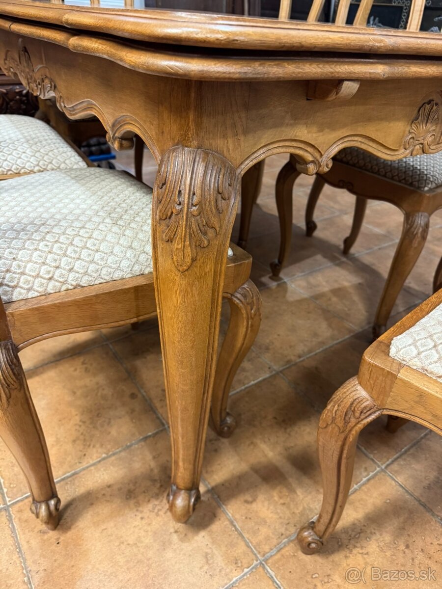 Dubový rozťahovací stôl so 6 stoličkami - 3
