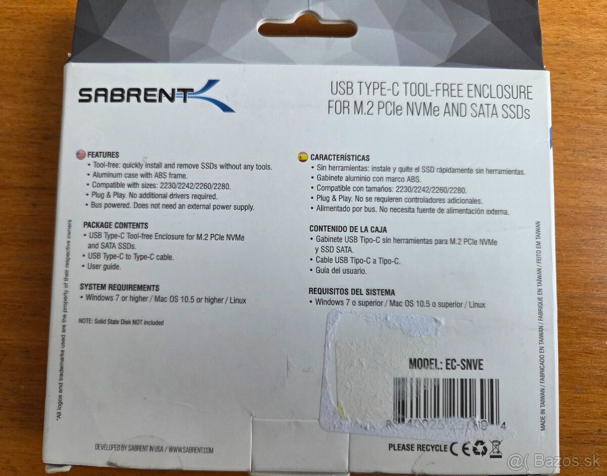 M.2 EXTERNÝ BOX PRE NVMe a SATA SSD USB-C 10Gbps -rozbalený - 3