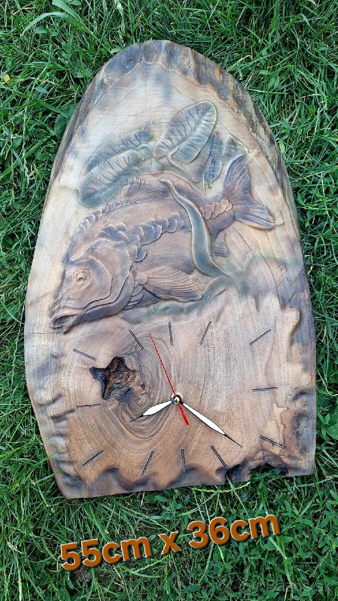 Vianočný darček pre rybára orechové hodiny s kaprom - 3