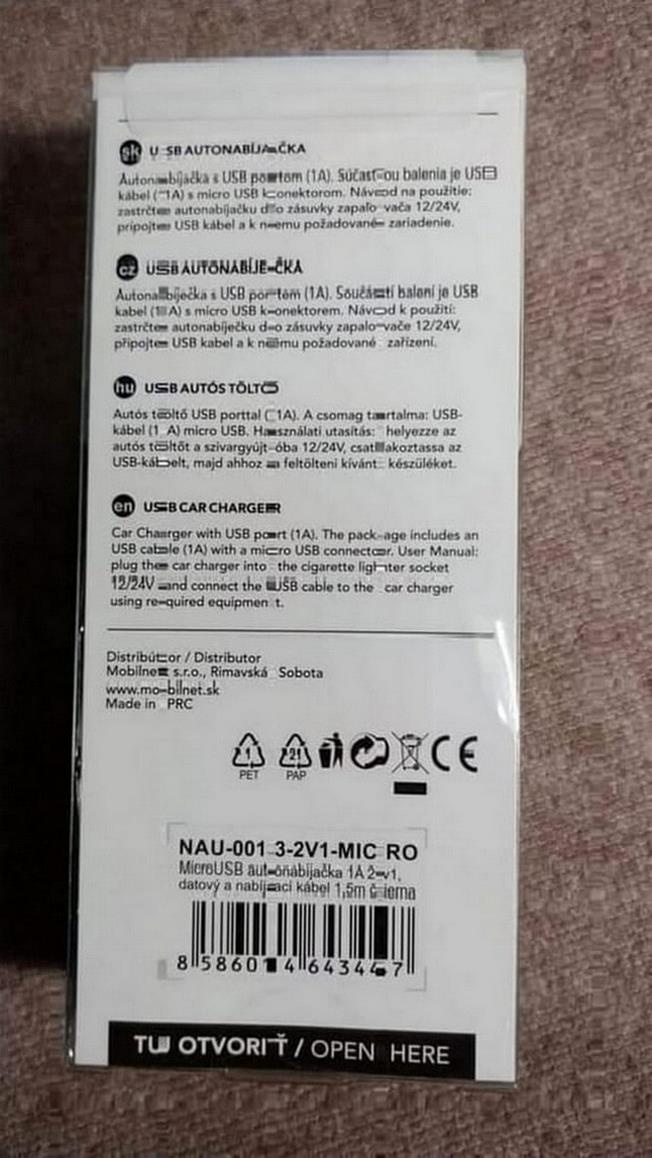 USB nabíjačka MOBILNET 12/24V s káblom 1,5m - 3