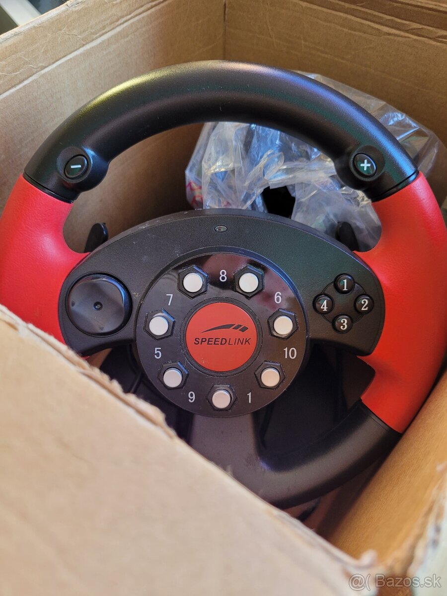 Retro volant s pedálmi pre PC – Speedlink Red Lightning (NOS - 3