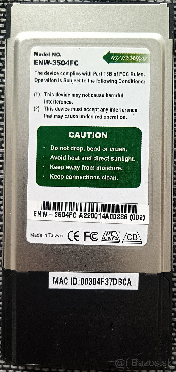 PCMCIA (PC card) sieťové karty 10/100Mbps - 3
