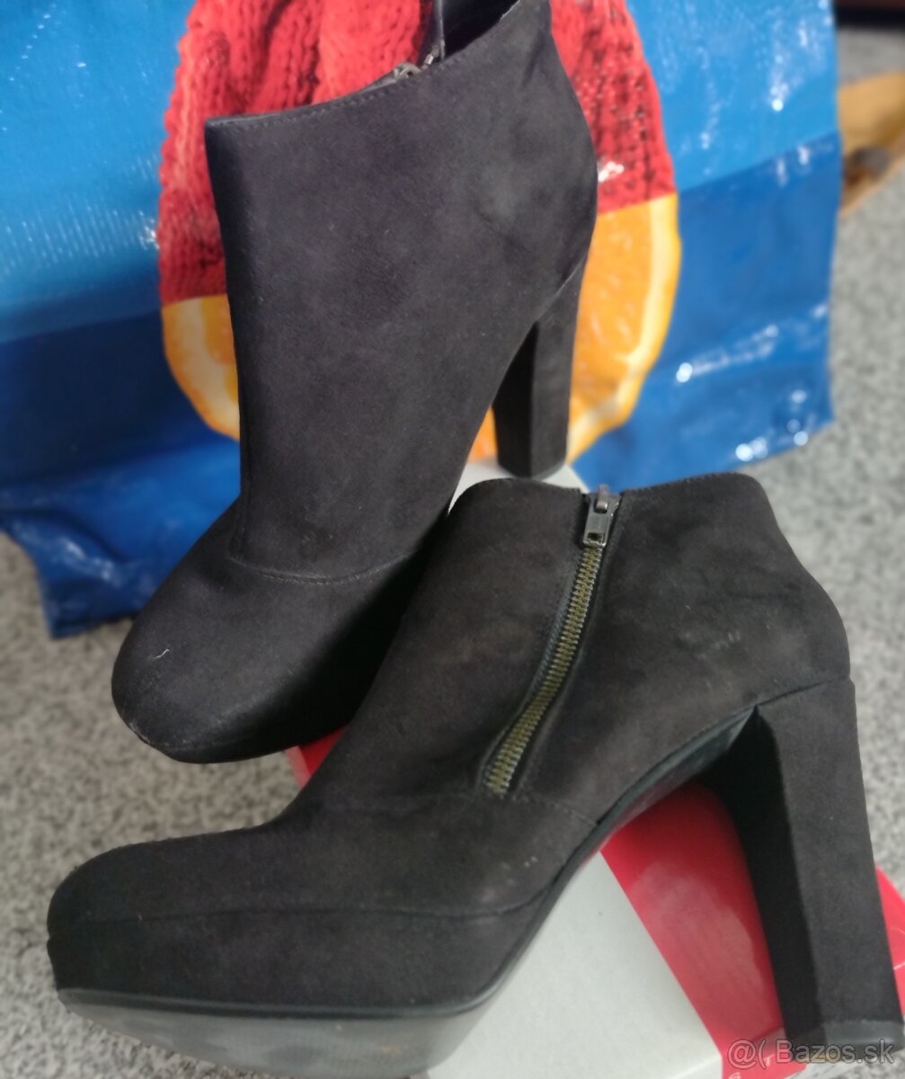 čierne čižmičky na vysoko, opätku a platforme - 3