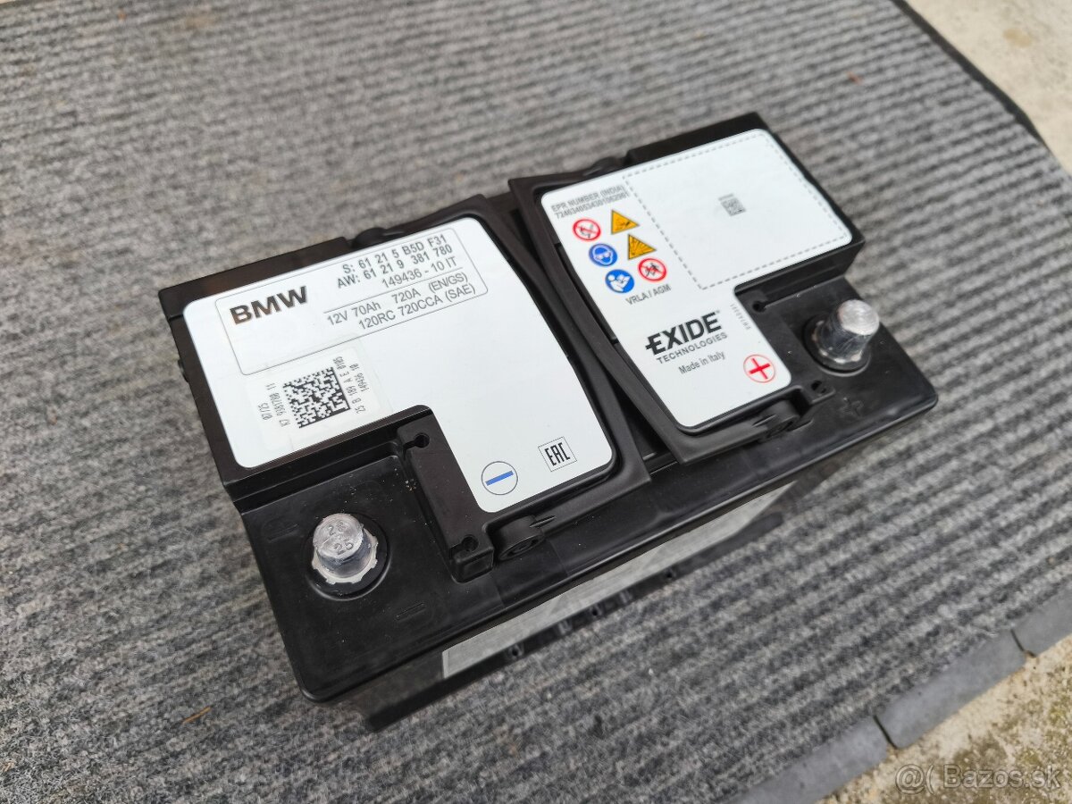 BMW Originálna AGM autobatéria 70Ah - Nová 07/25 - 3