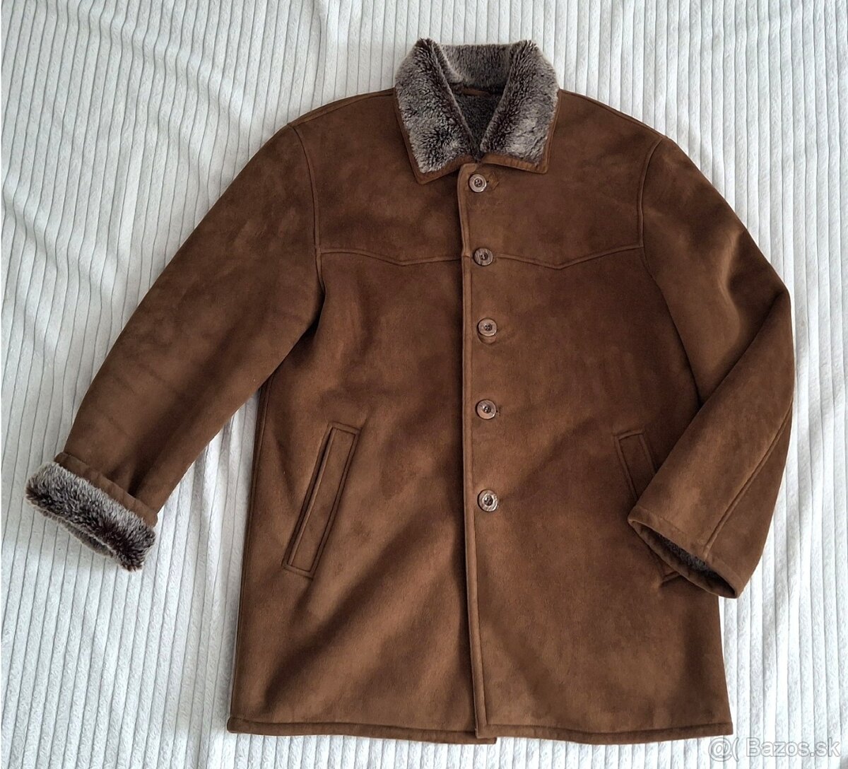 Pánsky kožuch zateplený kabát, veľ.L - 3