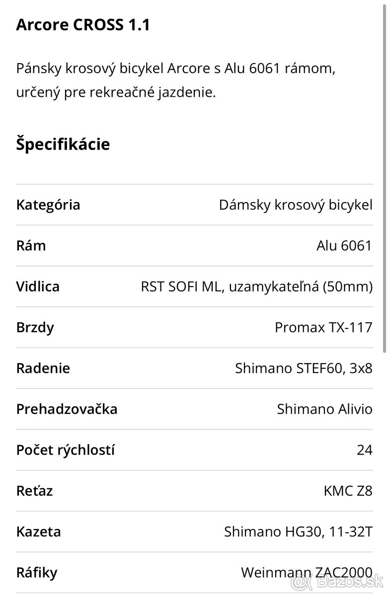 Predám crossový bicykel ARCORE CROSS 1.1 - 3