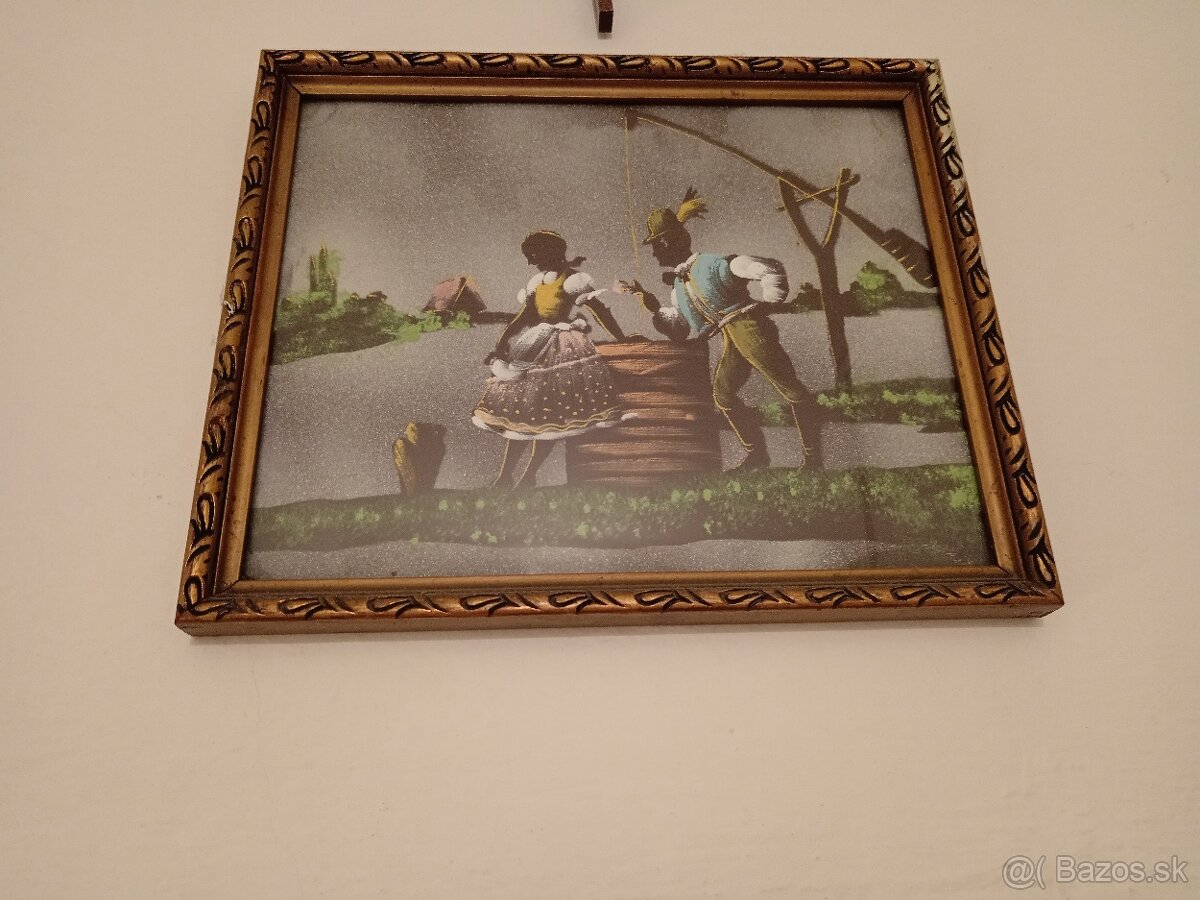 Obraz, maľovaný, rám, starožitnosti, - 3