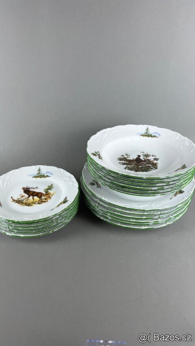 Tanierová súprava, NOVÁ, poľovnícky porcelán - 3