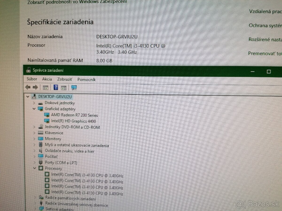 HP s i3-4130, 8GB RAM, 320HDD,Grafická: AMD R7 200-4GB VRAM - 3