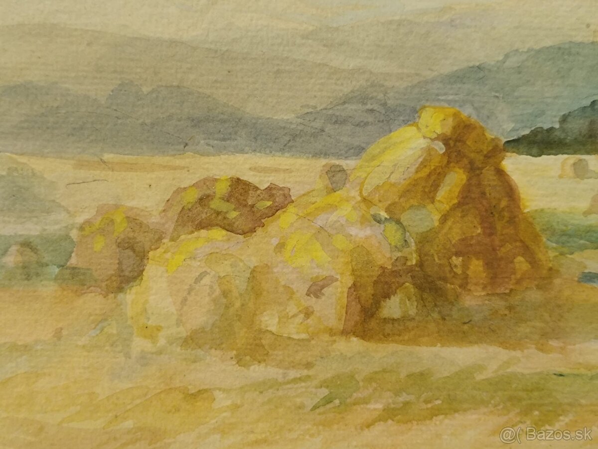 Obraz Tomáš Hrdinka, žně s hradem 1942, 47x57 - 3