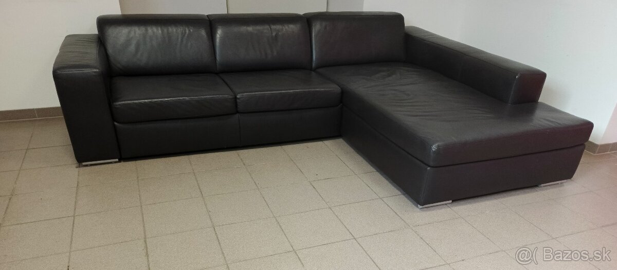 Kožená POLOROSKLADACIA sedacia súprava -TOP, ako NOVÁ - 3