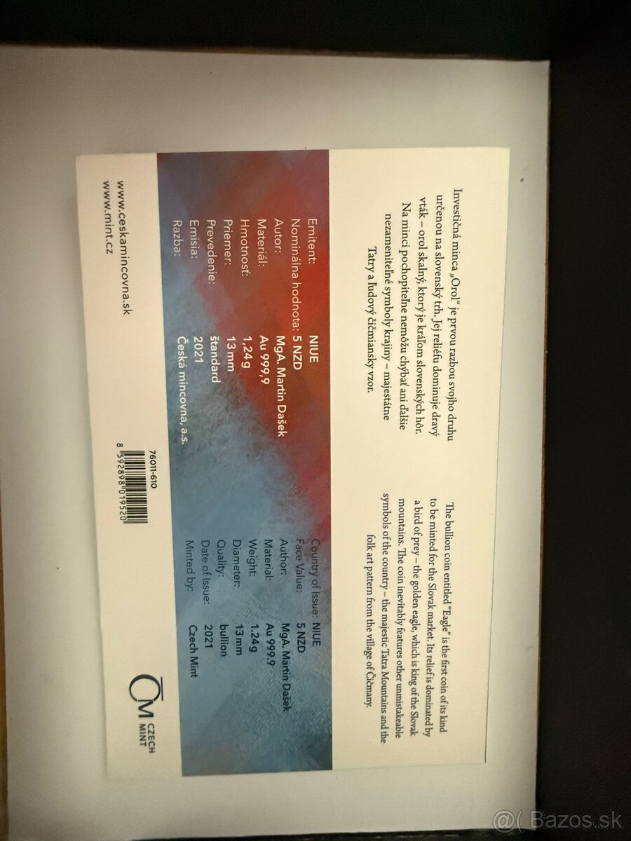 Zlatá minca orol 2021. - 3