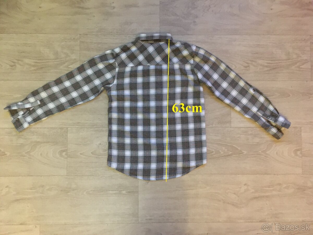 Károvaná košeľa sivá, zelené tričko - veľ. 152 (cca12 rokov) - 3